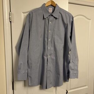 Brooks Brothers Traditional Fit Dress Shirt Blue Sz 17.5-35 All Cotton